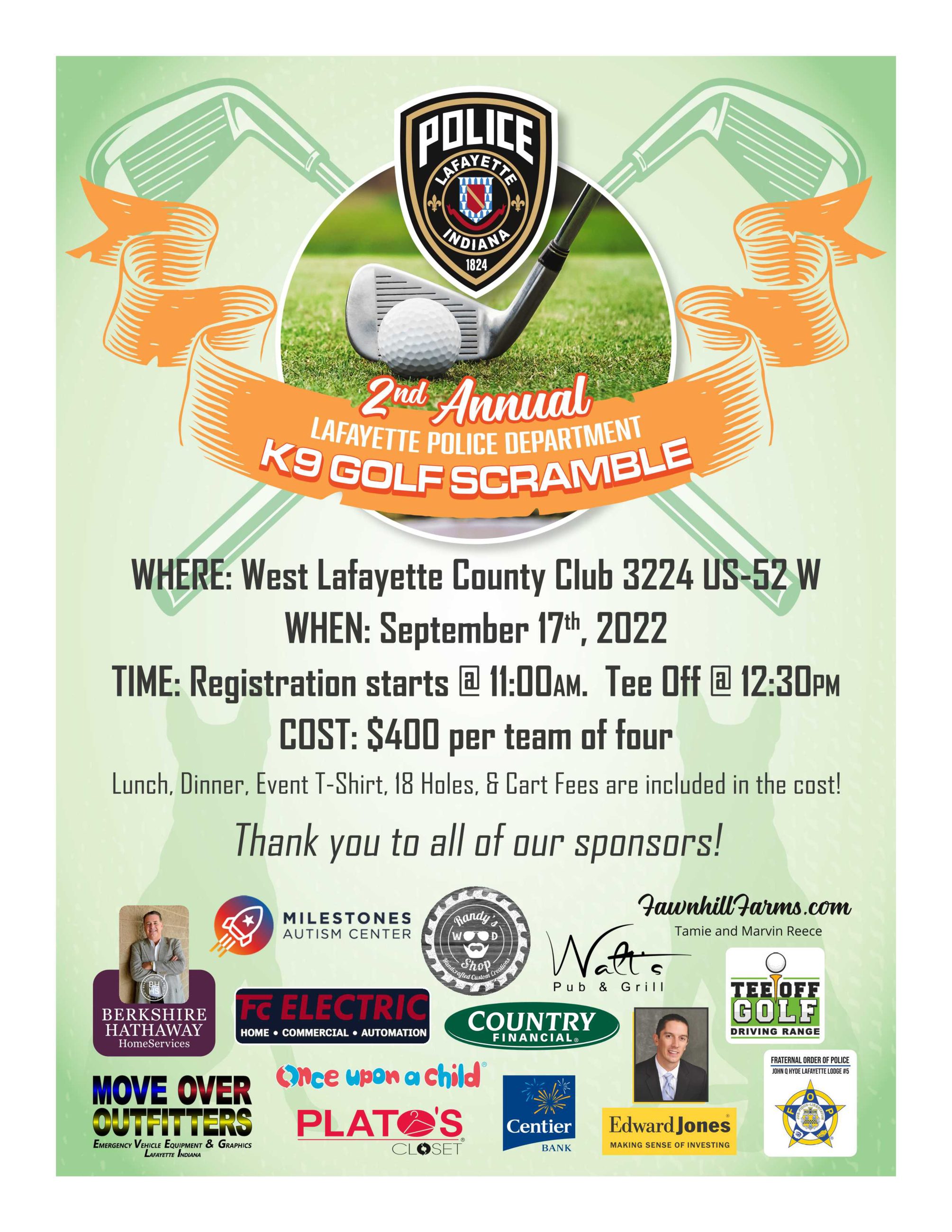 flyer for Golf Fundraiser to be held on Sept 17