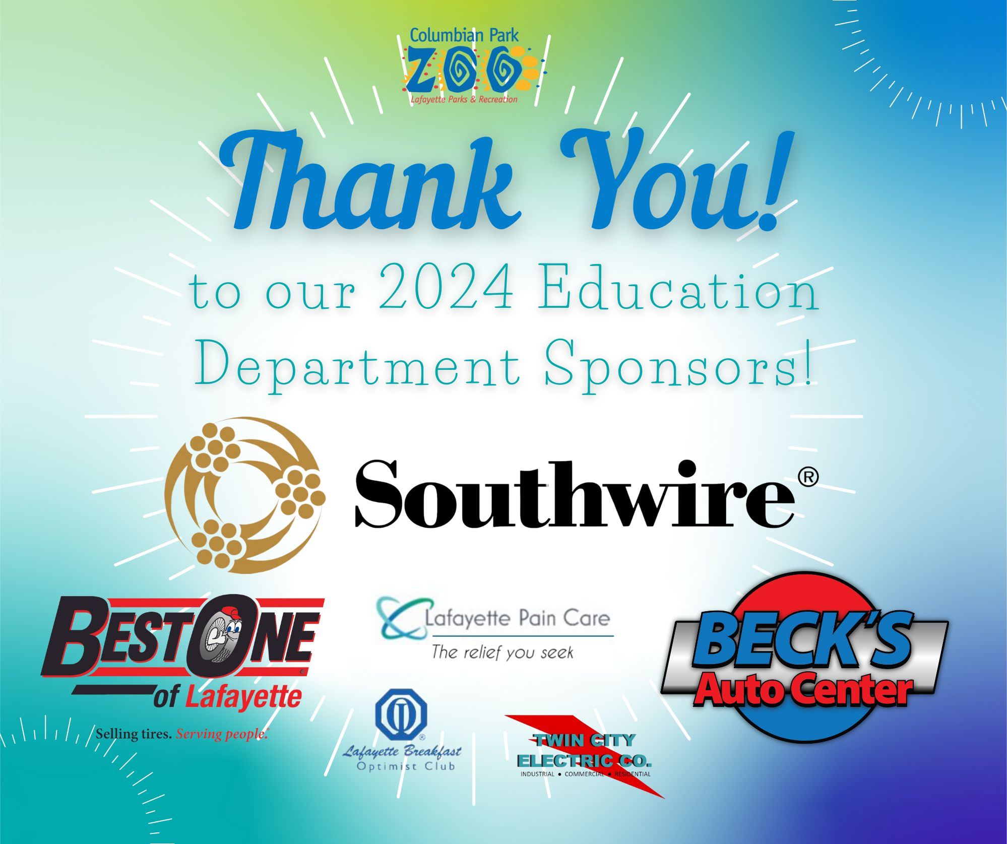 Thank you to our 2024 Education Department Sponsors with logos