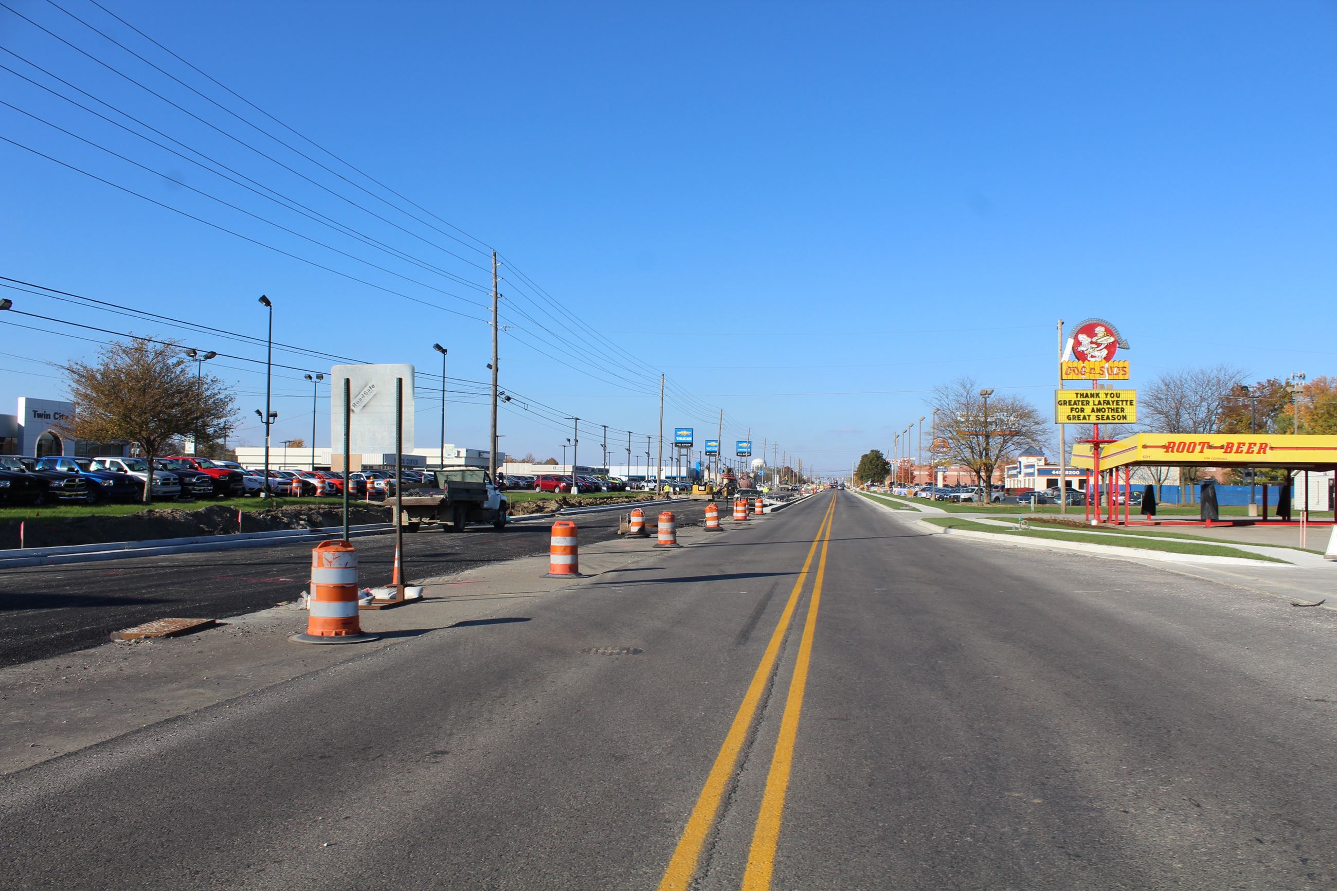 Completed lanes on Sagamore Parkway