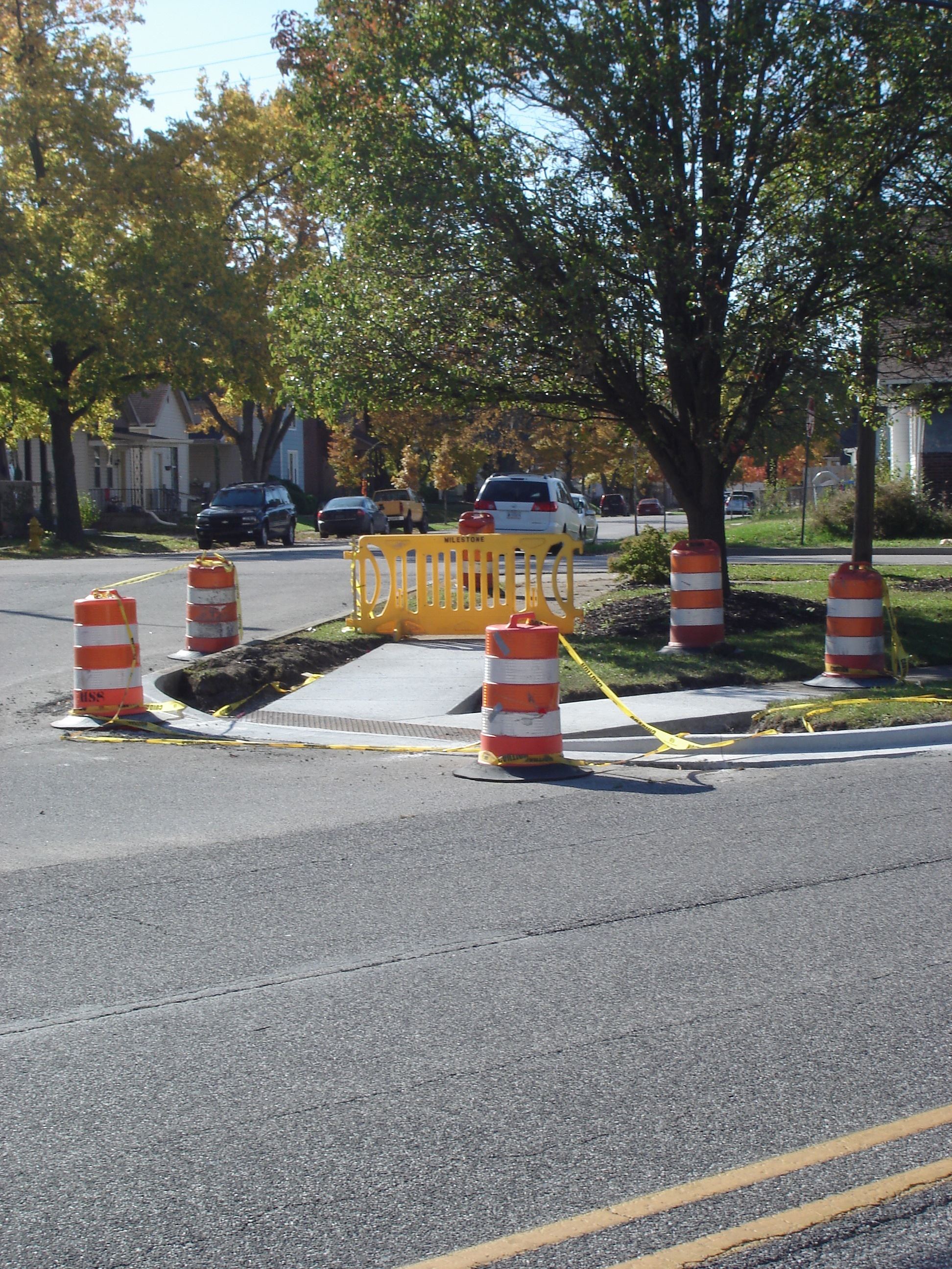 Newly poured corner on South Street