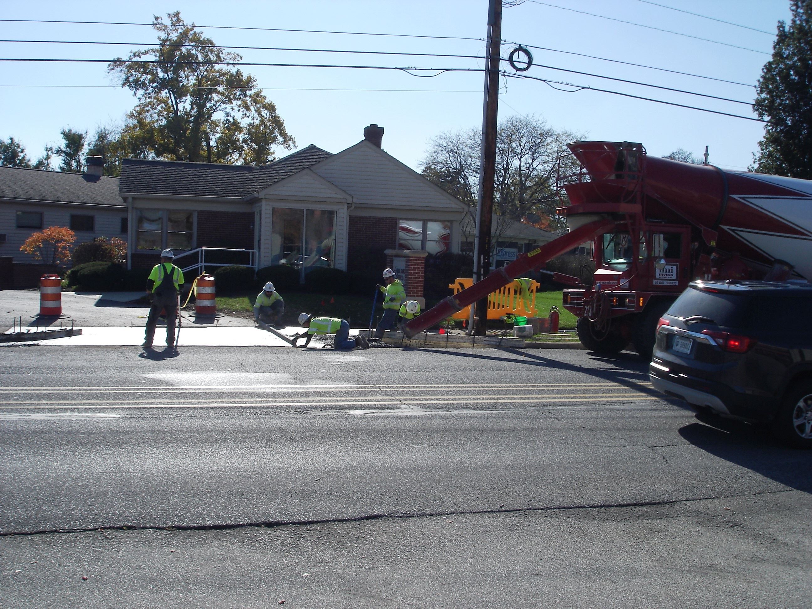 Construction work on a corner of a South Street intersection